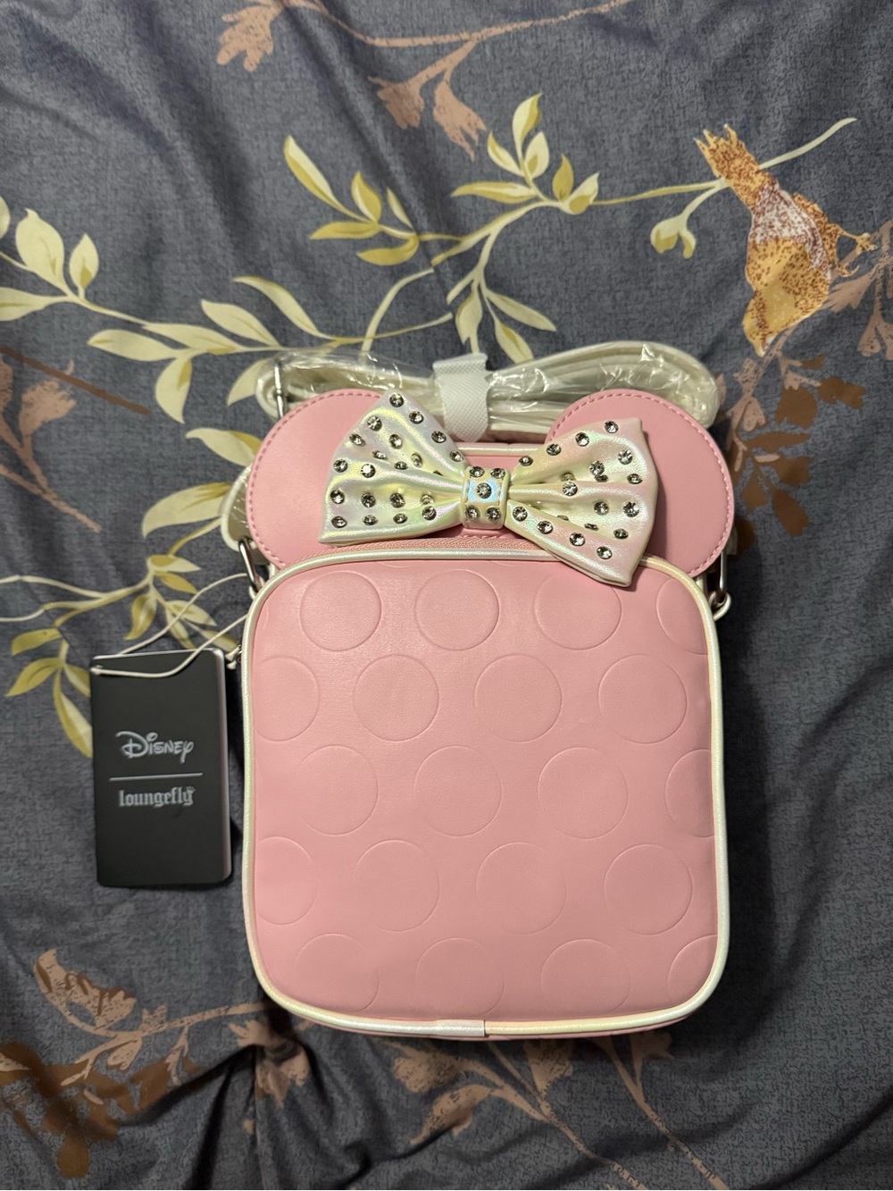 Loungefly Pastel Pink Minnie Ear Crossbody with Studded Bow